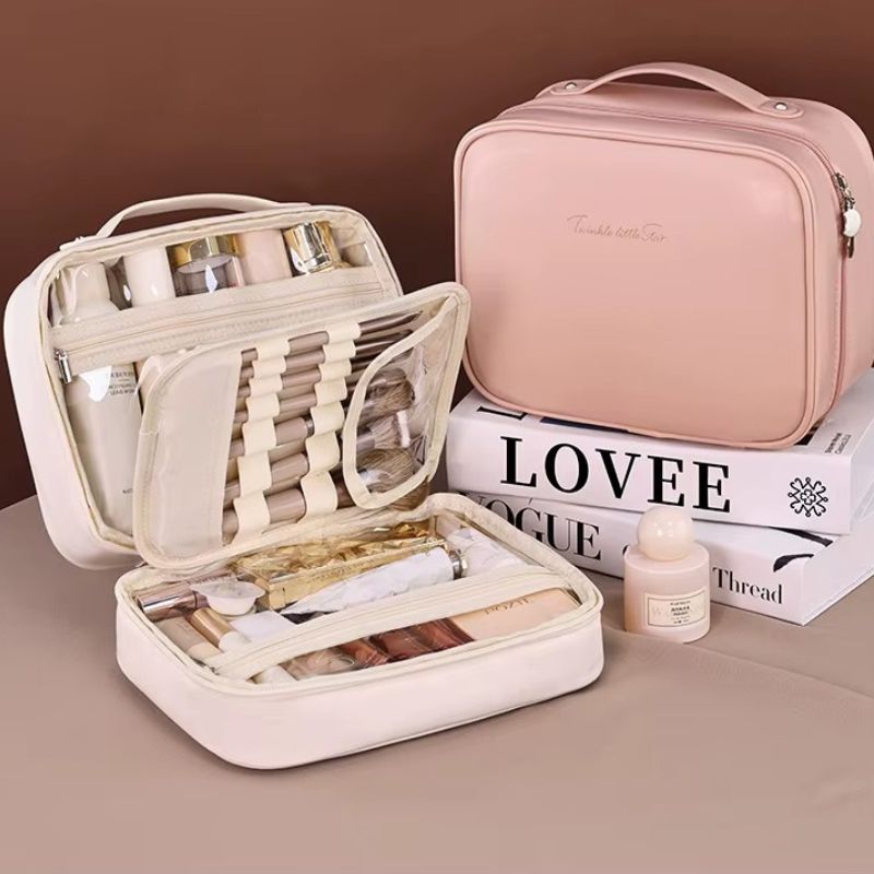 Trousse maquillage 3-en-1 imperméable avec compartiments