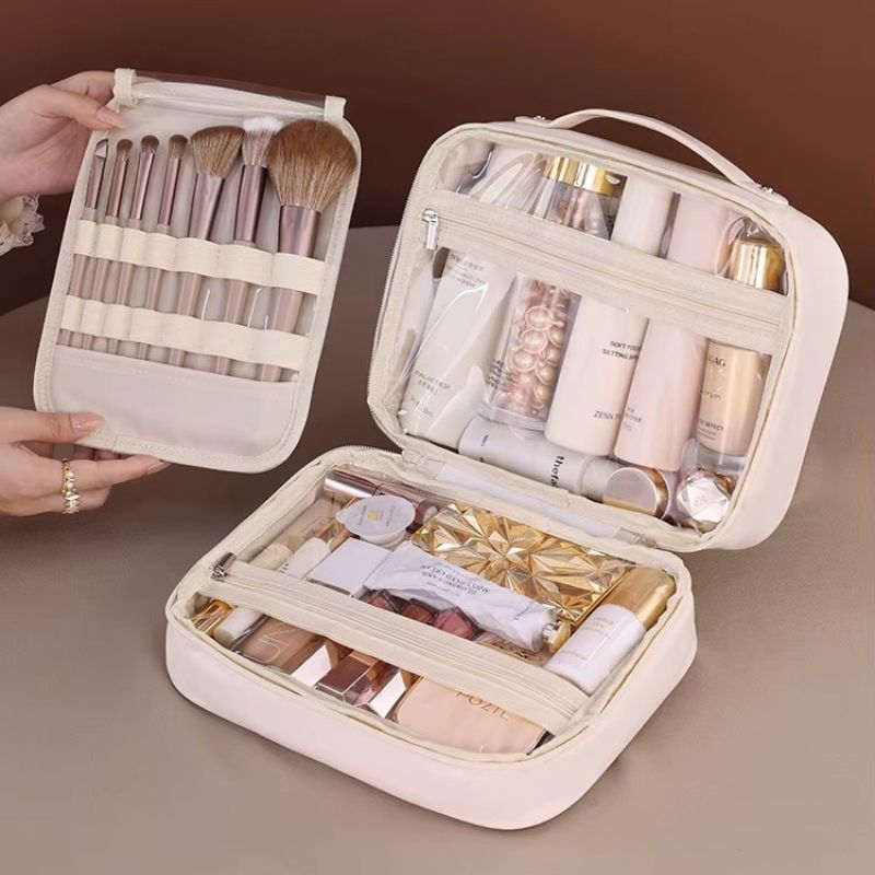 Trousse maquillage 3-en-1 imperméable avec compartiments