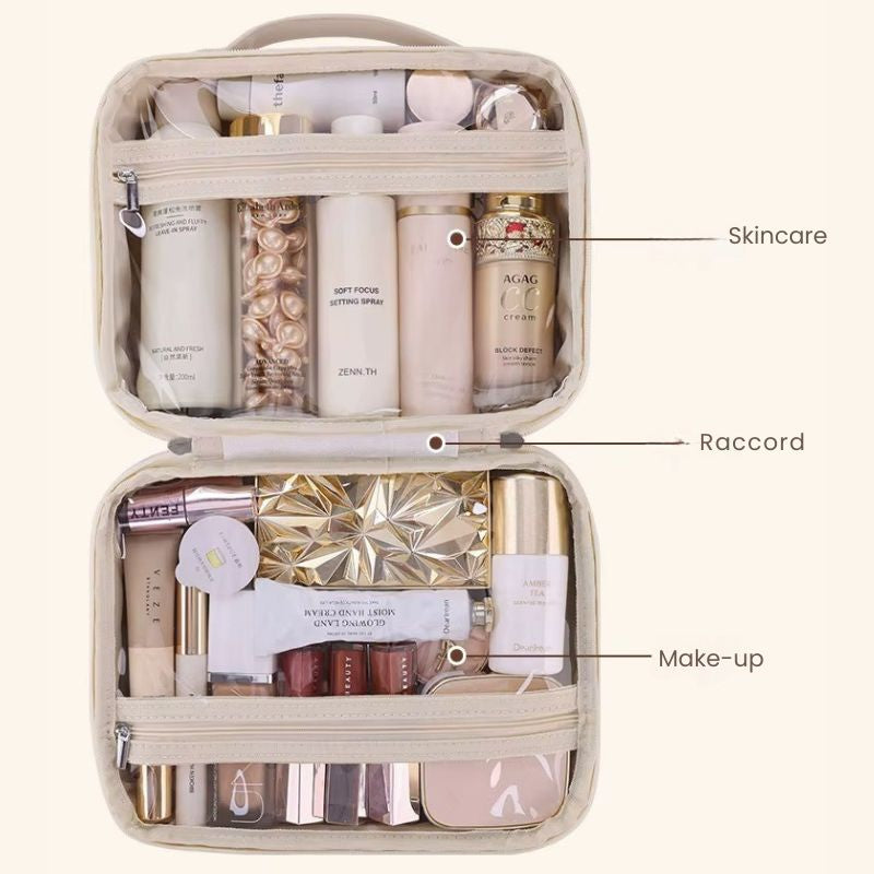 Trousse maquillage 3-en-1 imperméable avec compartiments