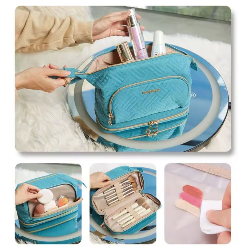 Trousse maquillage grande capacité matelassée – Box stylée & pratique