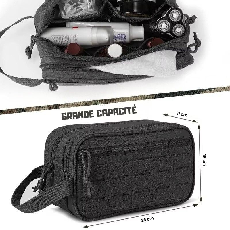 Trousse de toilette tissu suspendue avec crochet – Compacte et robuste