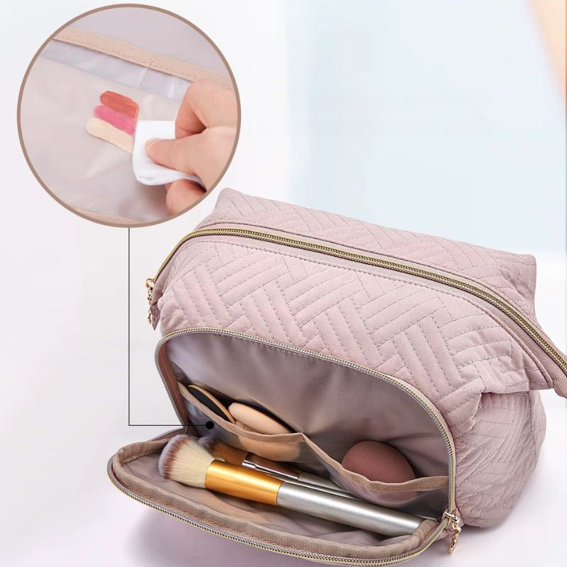 Trousse maquillage grande capacité matelassée – Box stylée & pratique