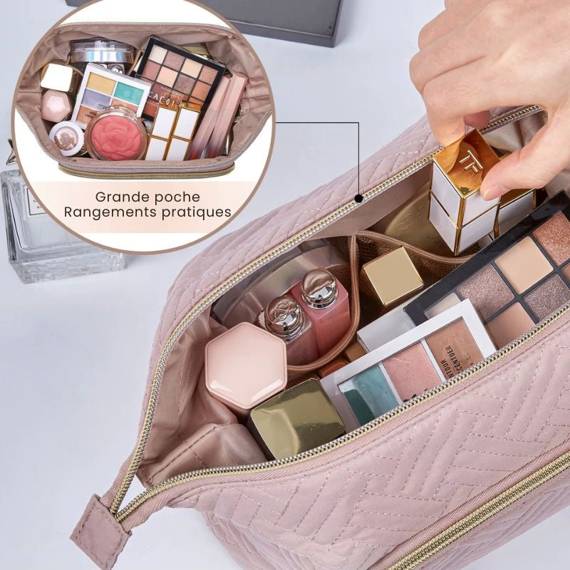 Trousse maquillage grande capacité matelassée – Box stylée & pratique