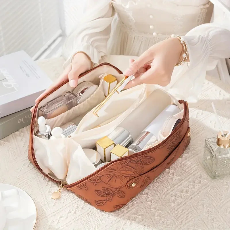 Trousse maquillage vintage – Grand compartiment pratique