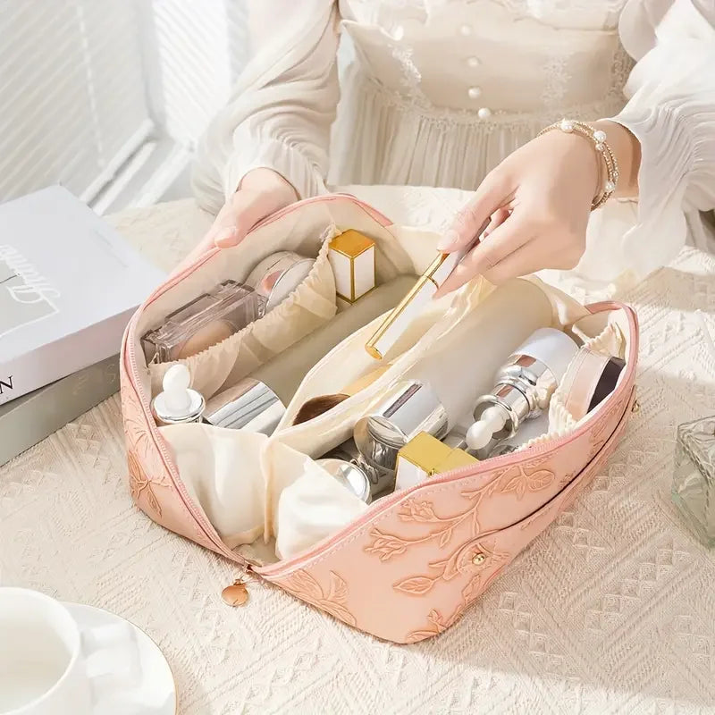 Trousse maquillage vintage – Grand compartiment pratique