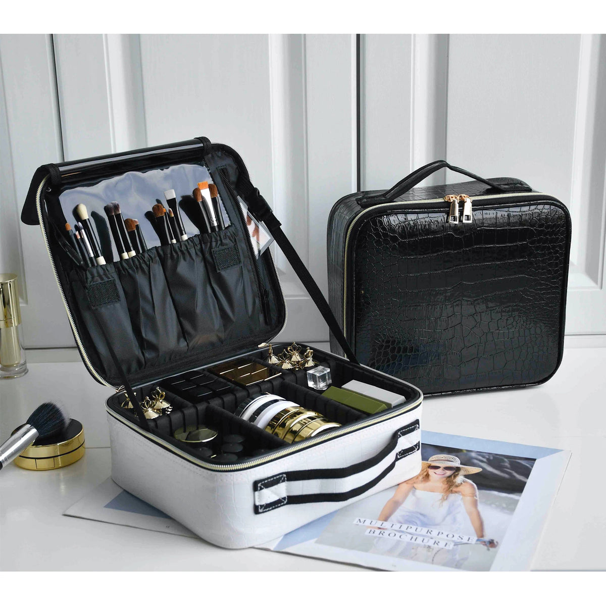 Trousse maquillage rigide modulable – grand format pro