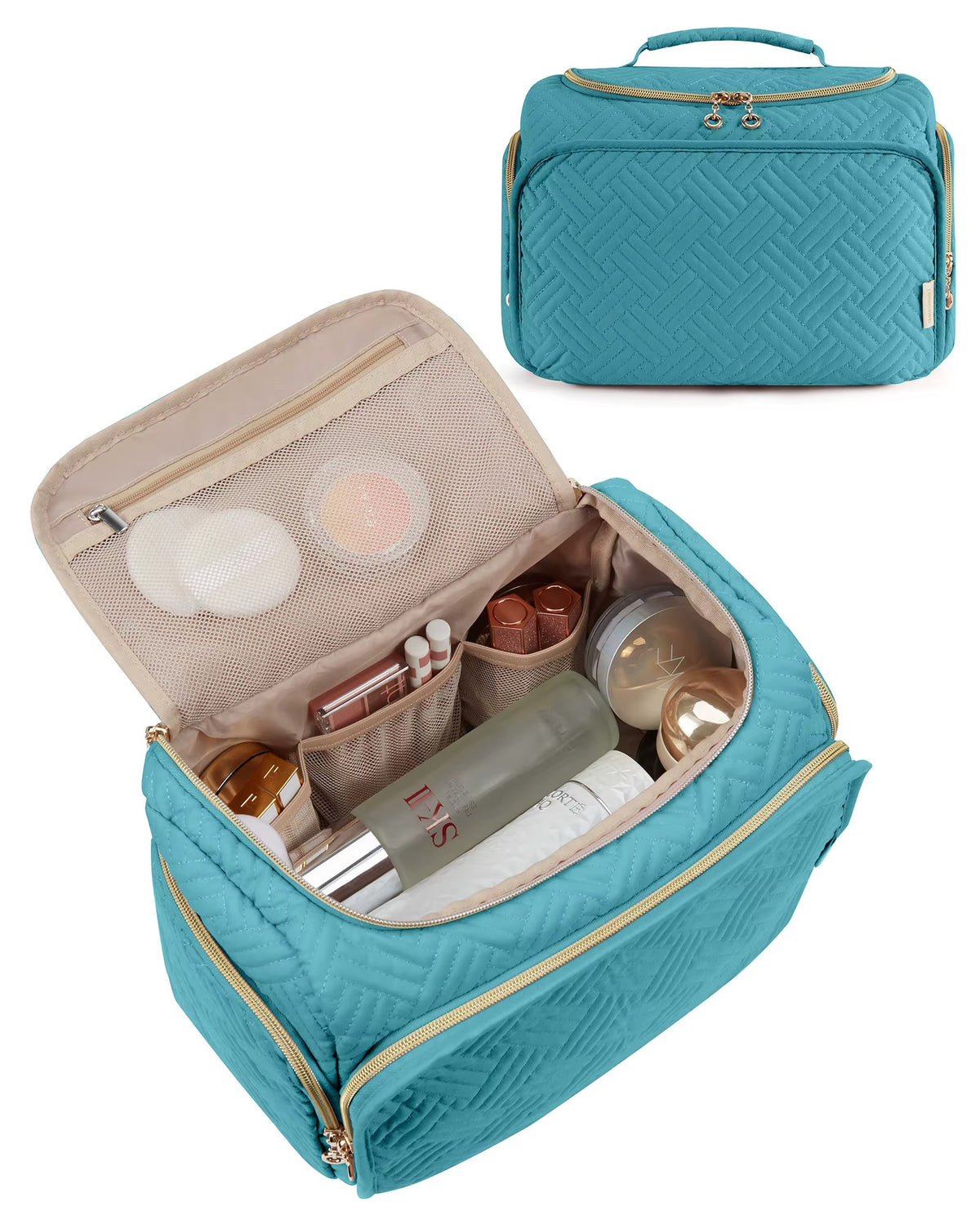 Trousse toilette matelassée – Grande capacité & poches multiples